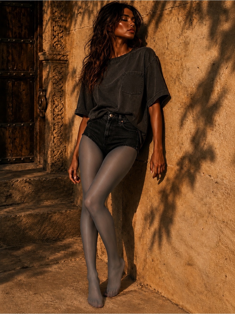 Gray Opaque Tights